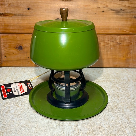 Vintage MCM  Avocado Green Fondue Set - By Nevco (NWT) - Picture 3 of 12
